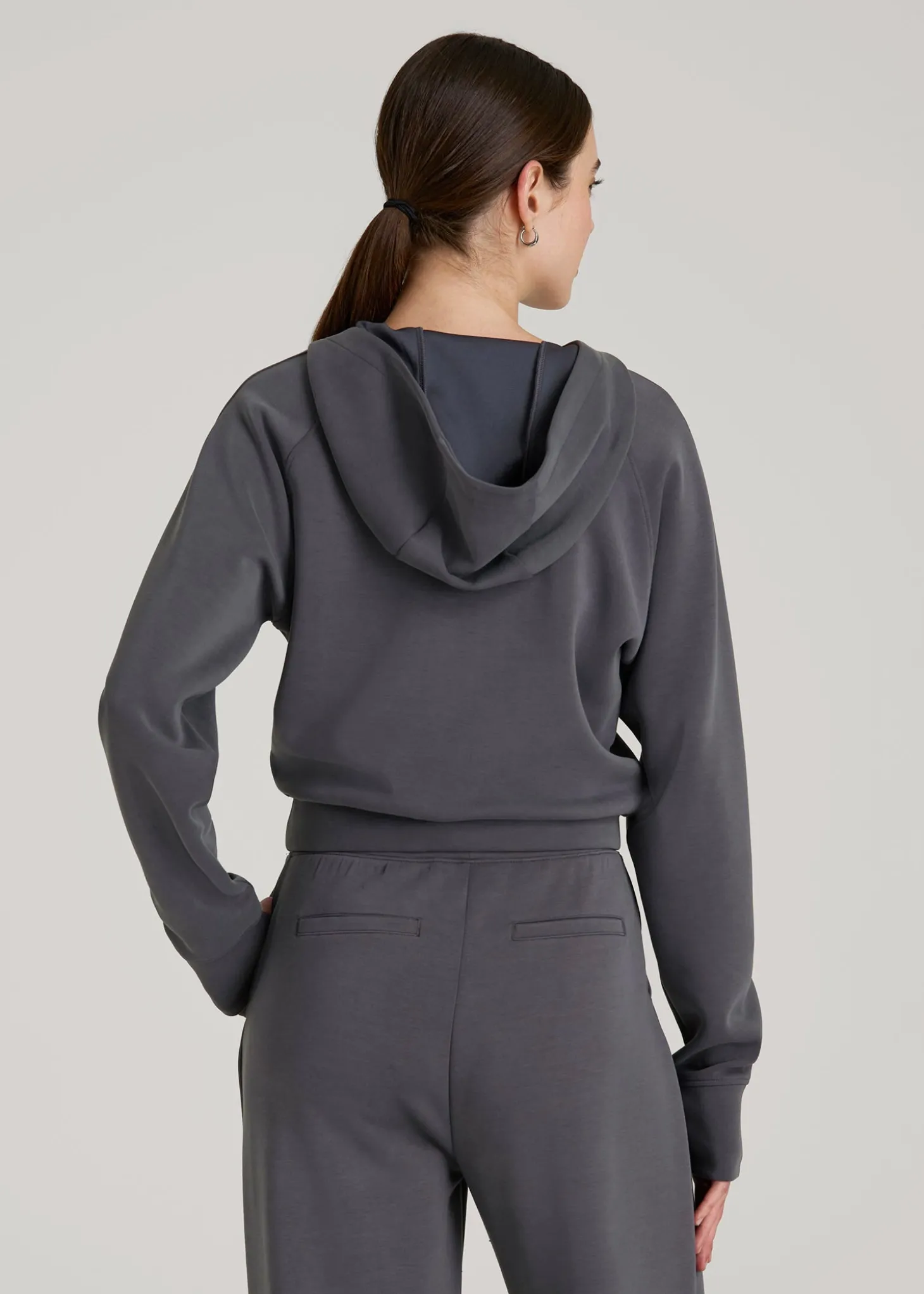 Soft Motion Cropped Zip Up Hoodie for Tall Women