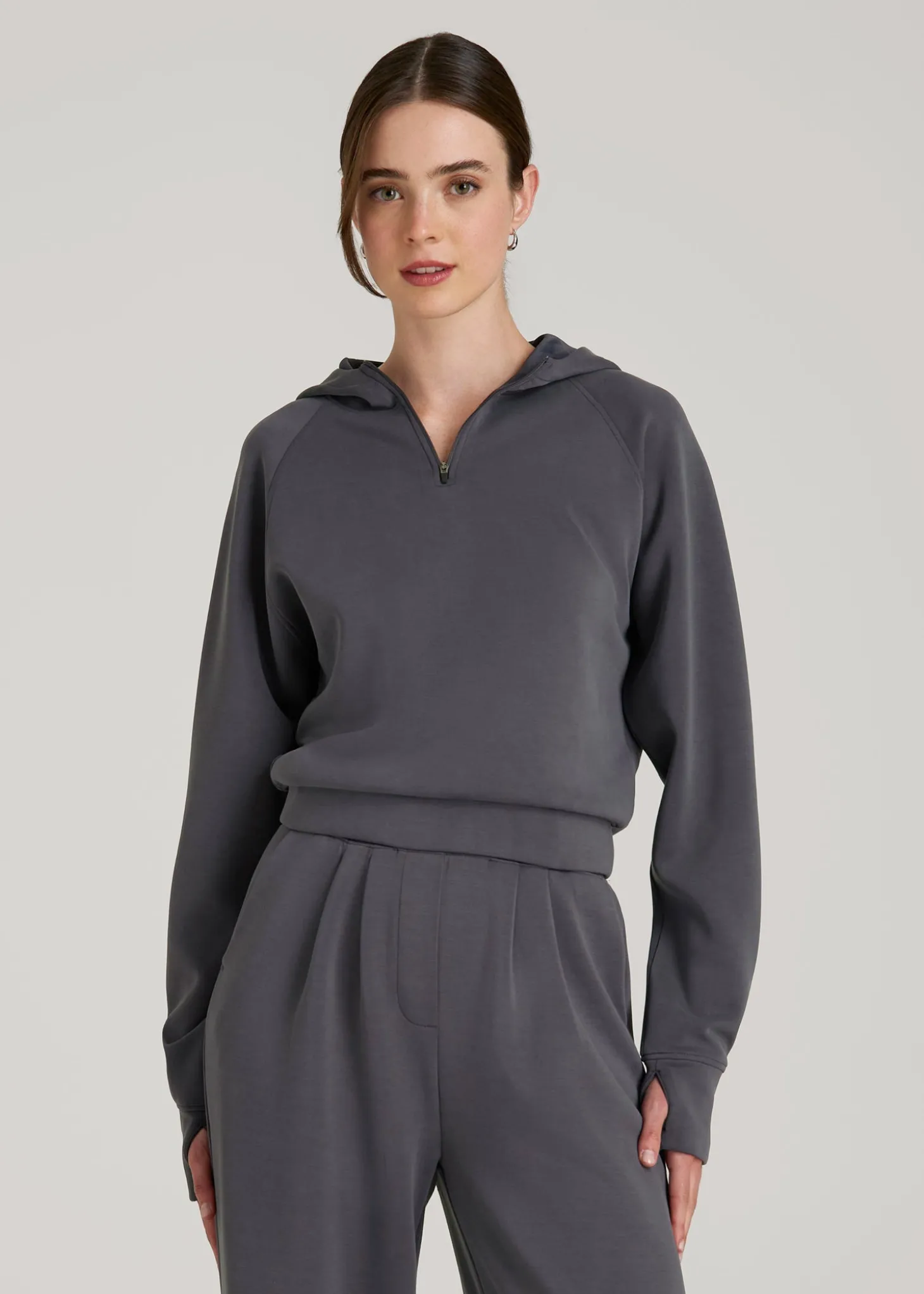 Soft Motion Cropped Zip Up Hoodie for Tall Women
