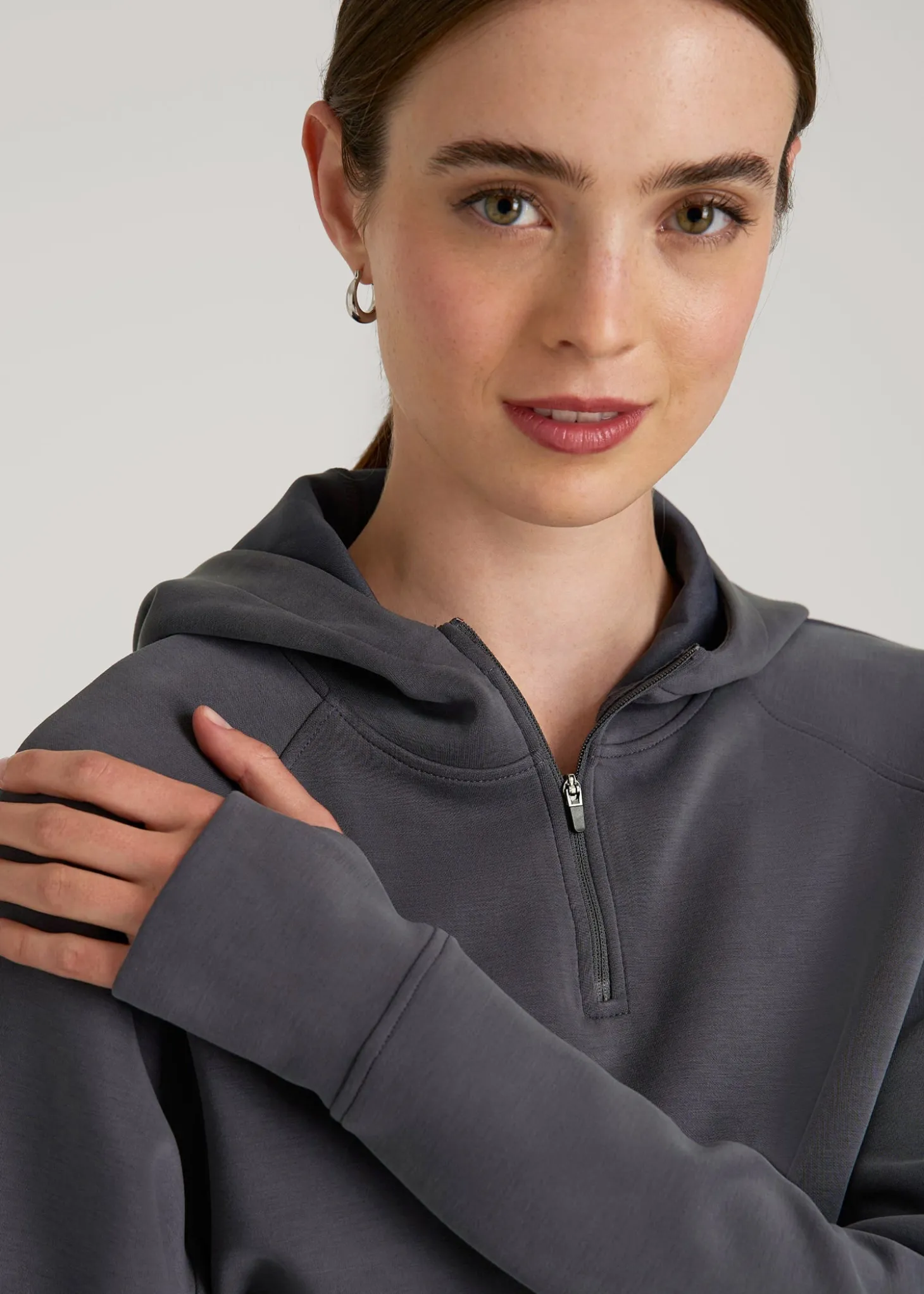 Soft Motion Cropped Zip Up Hoodie for Tall Women