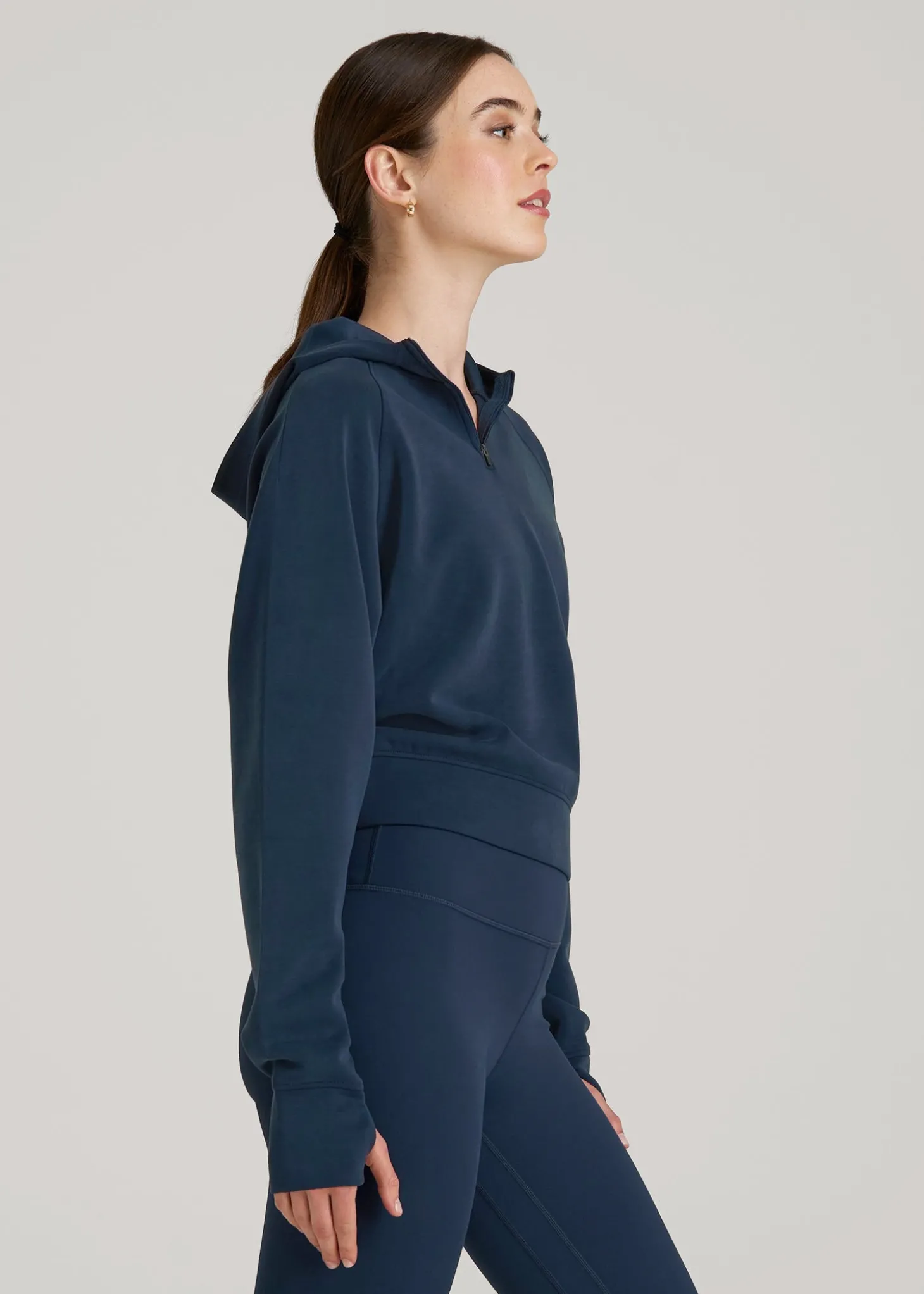 Soft Motion Cropped Zip Up Hoodie for Tall Women