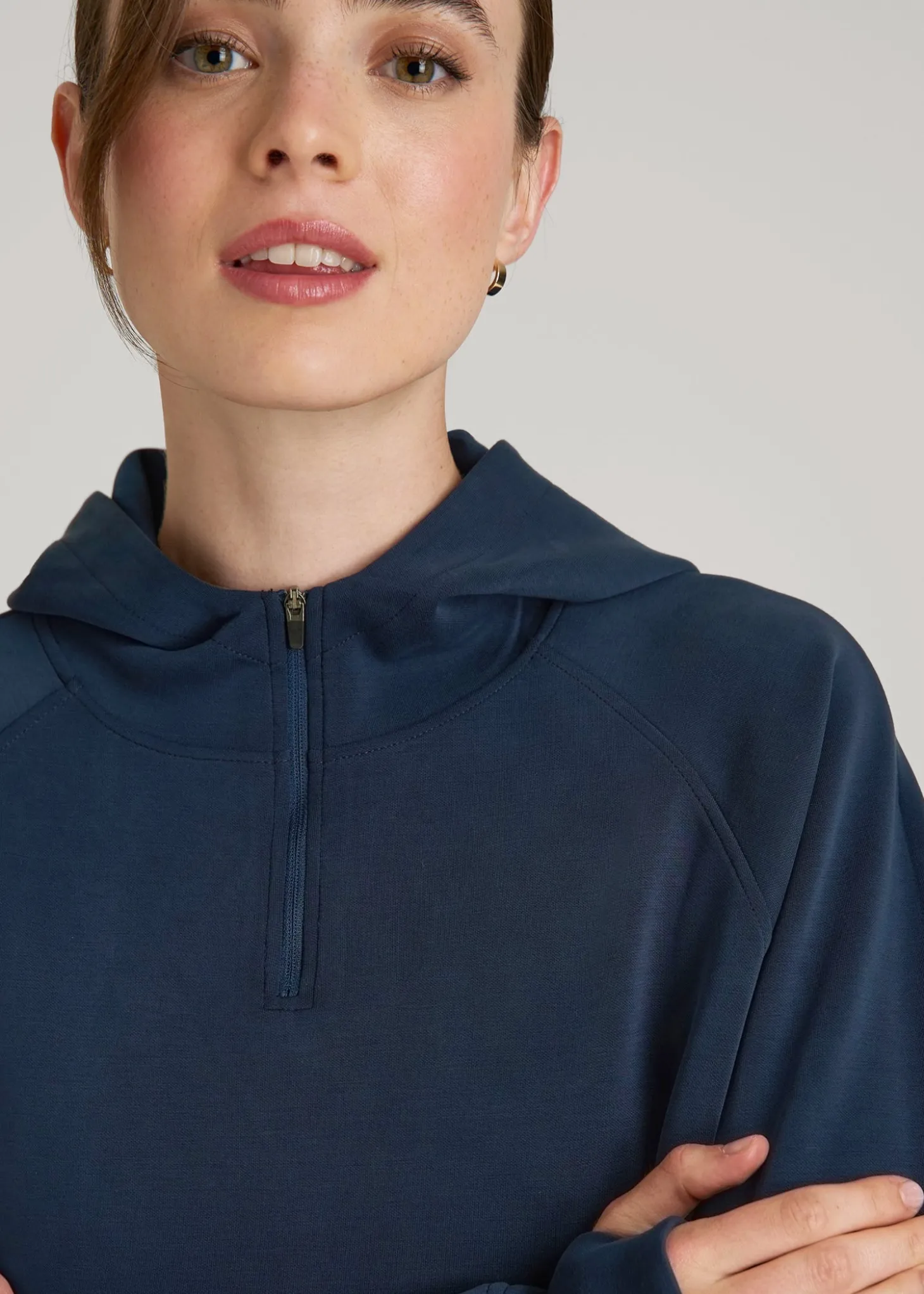 Soft Motion Cropped Zip Up Hoodie for Tall Women