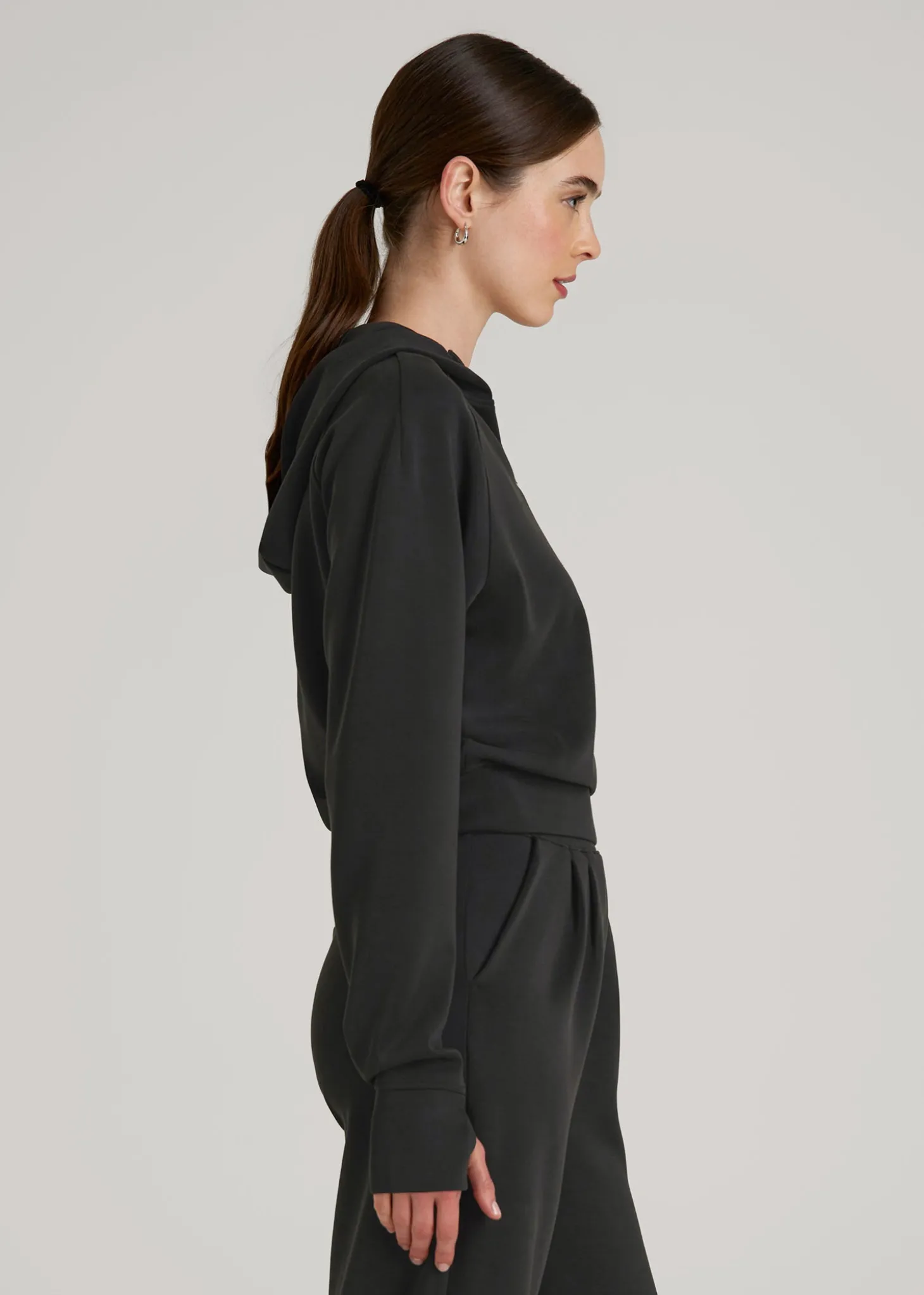 Soft Motion Cropped Zip Up Hoodie for Tall Women