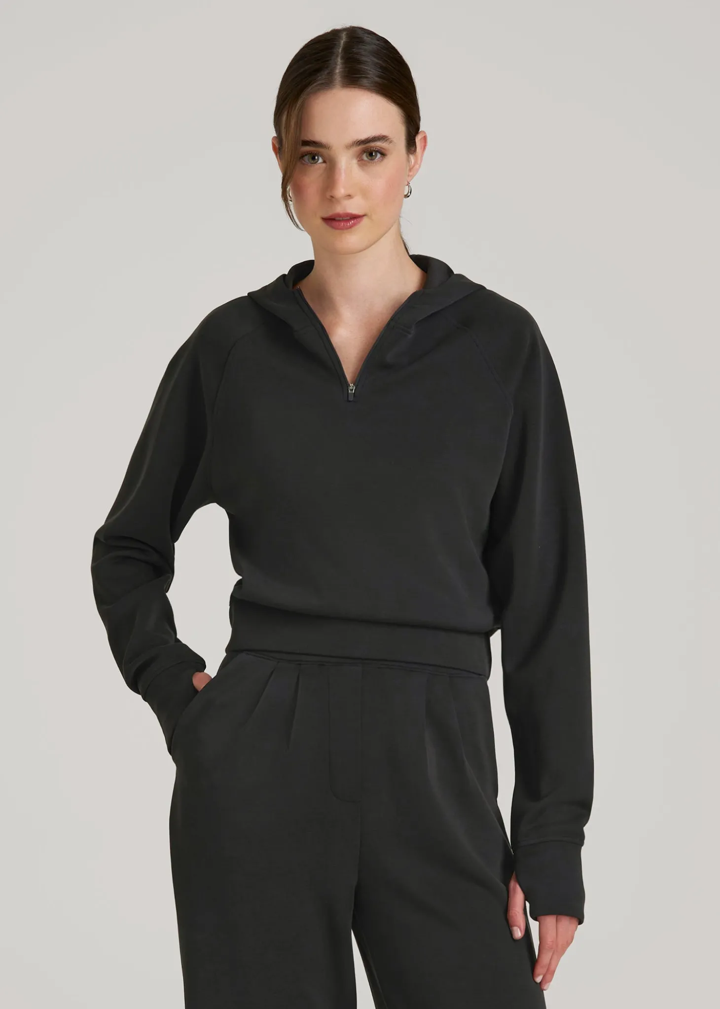 Soft Motion Cropped Zip Up Hoodie for Tall Women