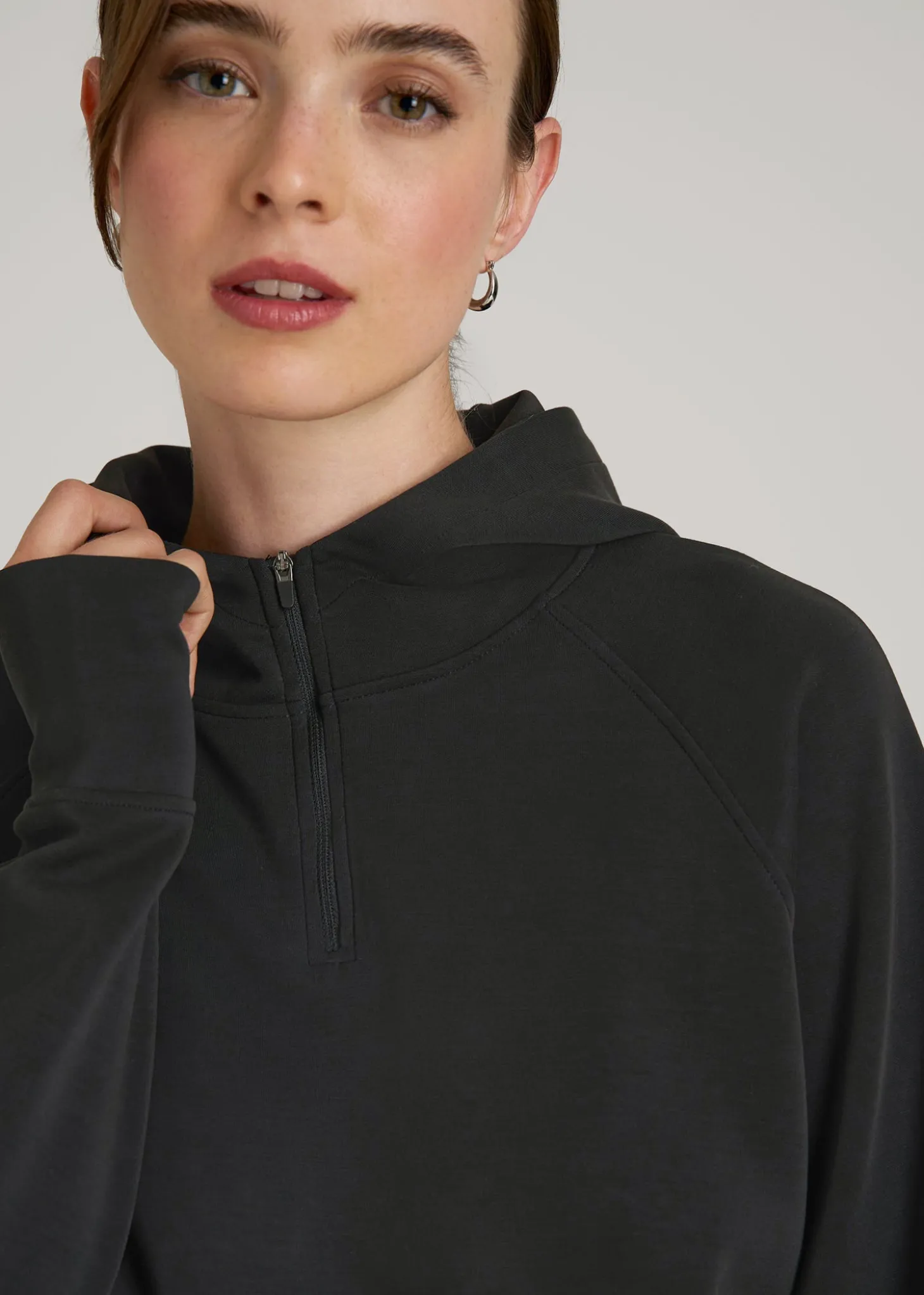 Soft Motion Cropped Zip Up Hoodie for Tall Women
