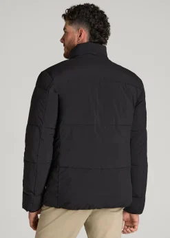 Stand Collar Puffer Coat Jacket for Tall Men