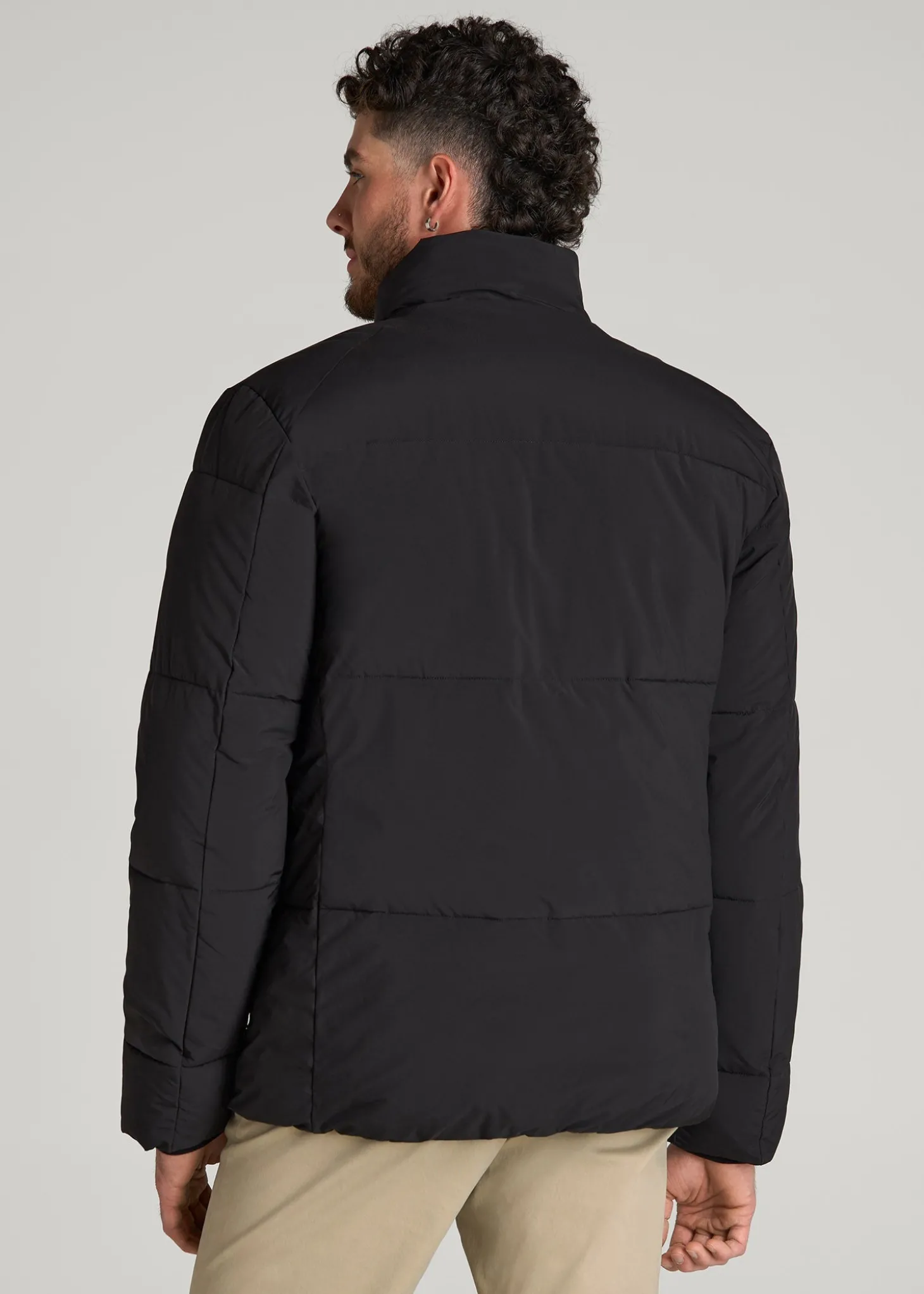 Stand Collar Puffer Coat Jacket for Tall Men