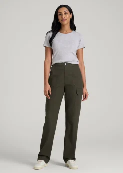 Straight Leg Cargo Chino Pants for Tall Women
