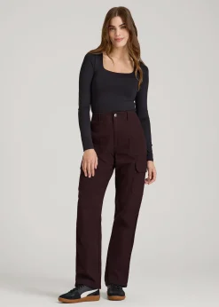 Straight Leg Cargo Chino Pants for Tall Women
