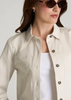 Stretch Commuter Military Cropped Cargo Jacket for Tall Women