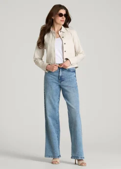 Stretch Commuter Military Cropped Cargo Jacket for Tall Women