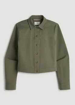 Stretch Commuter Military Cropped Cargo Jacket for Tall Women