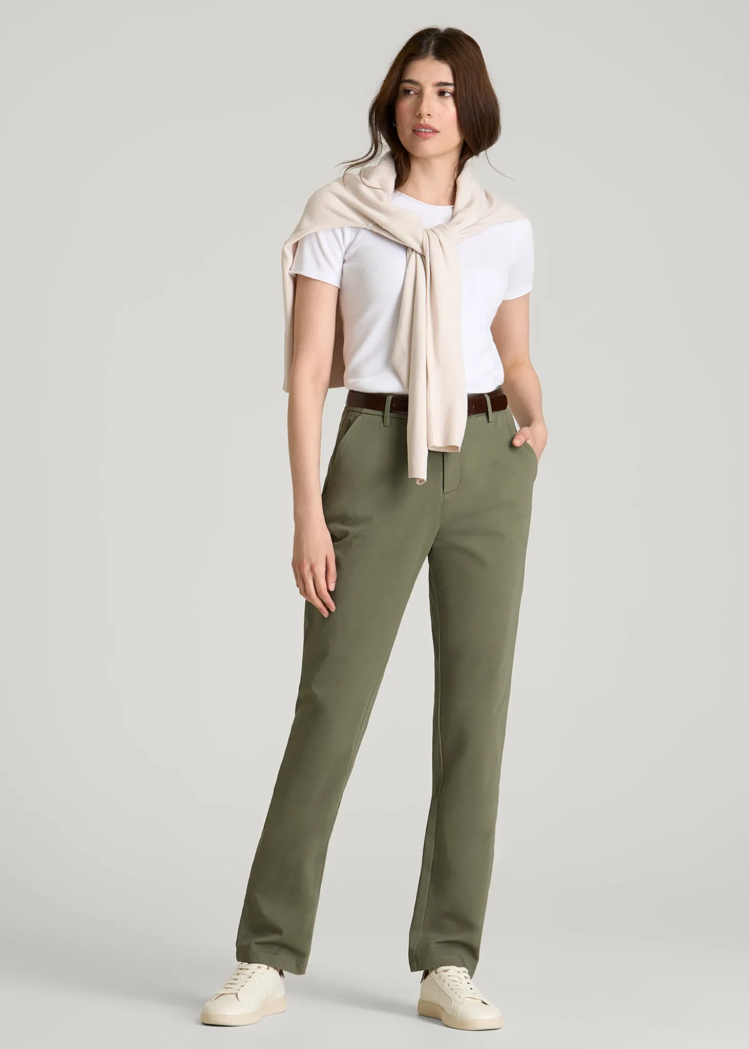 Stretch Commuter Tapered Fit Chino Pants for Tall Women