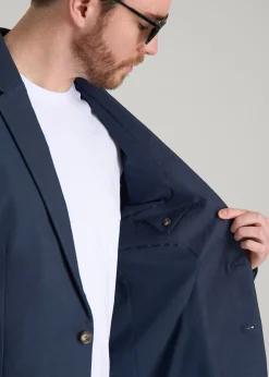Stretch Cotton Linen Blend Blazer for Tall Men