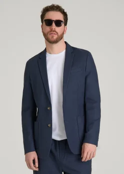 Stretch Cotton Linen Blend Blazer for Tall Men