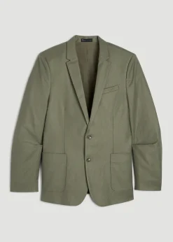 Stretch Cotton Linen Blend Blazer for Tall Men