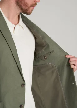 Stretch Cotton Linen Blend Blazer for Tall Men