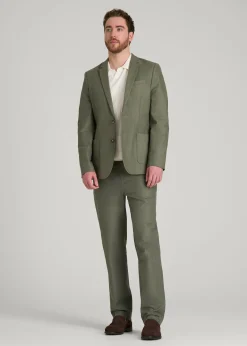 Stretch Cotton Linen Blend Blazer for Tall Men