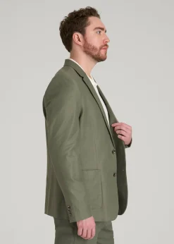 Stretch Cotton Linen Blend Blazer for Tall Men
