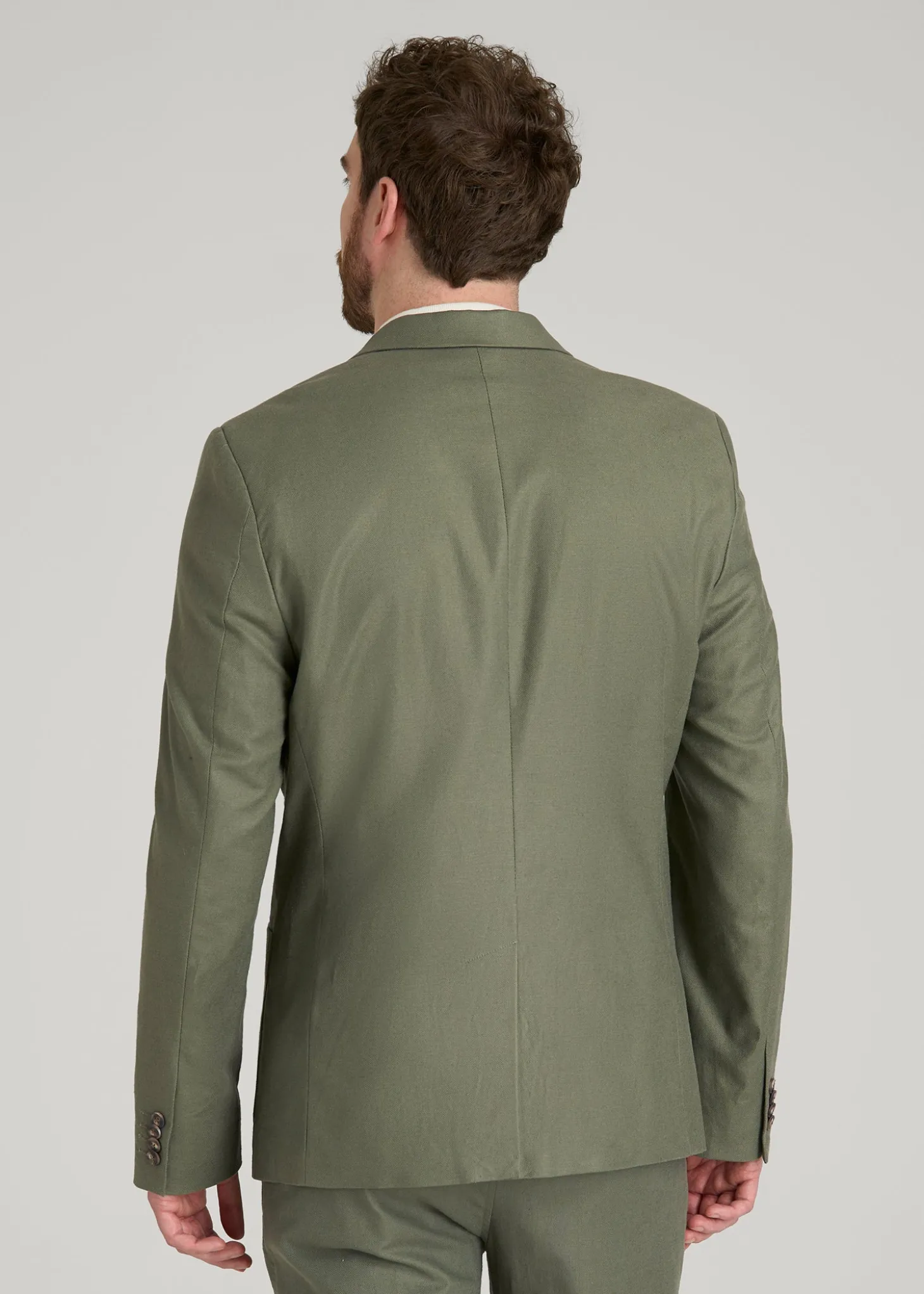 Stretch Cotton Linen Blend Blazer for Tall Men