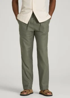 Stretch Cotton Linen Blend Pull-On Pants for Tall Men