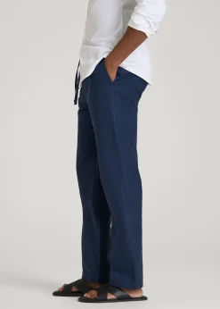 Stretch Cotton Linen Blend Pull-On Pants for Tall Men