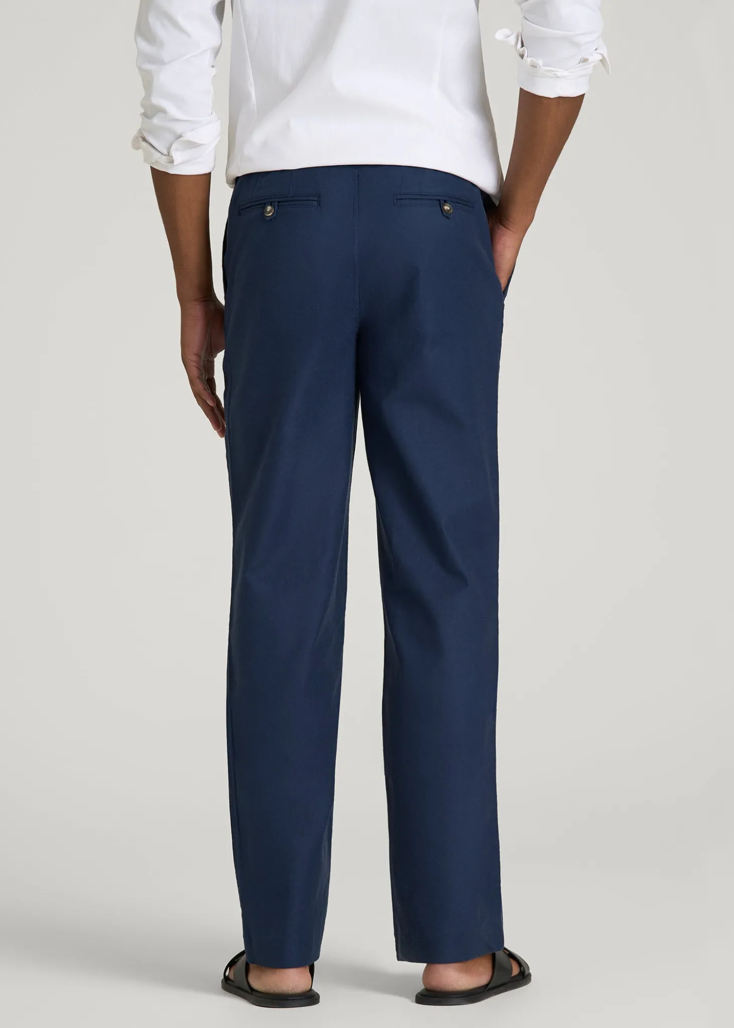 Stretch Cotton Linen Blend Pull-On Pants for Tall Men