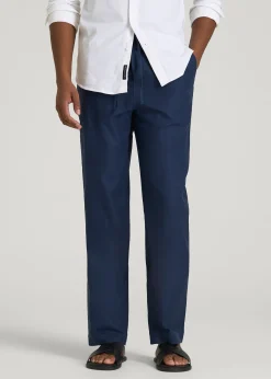 Stretch Cotton Linen Blend Pull-On Pants for Tall Men