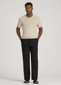 Stretch Cotton Linen Blend Pull-On Pants for Tall Men