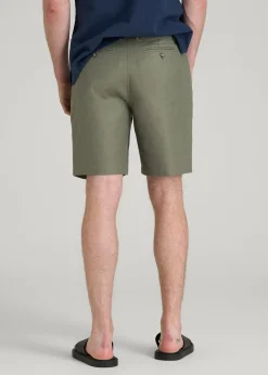 Stretch Cotton Linen Blend Shorts for Tall Men