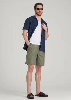 Stretch Cotton Linen Blend Shorts for Tall Men