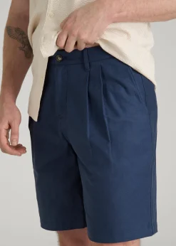 Stretch Cotton Linen Blend Shorts for Tall Men
