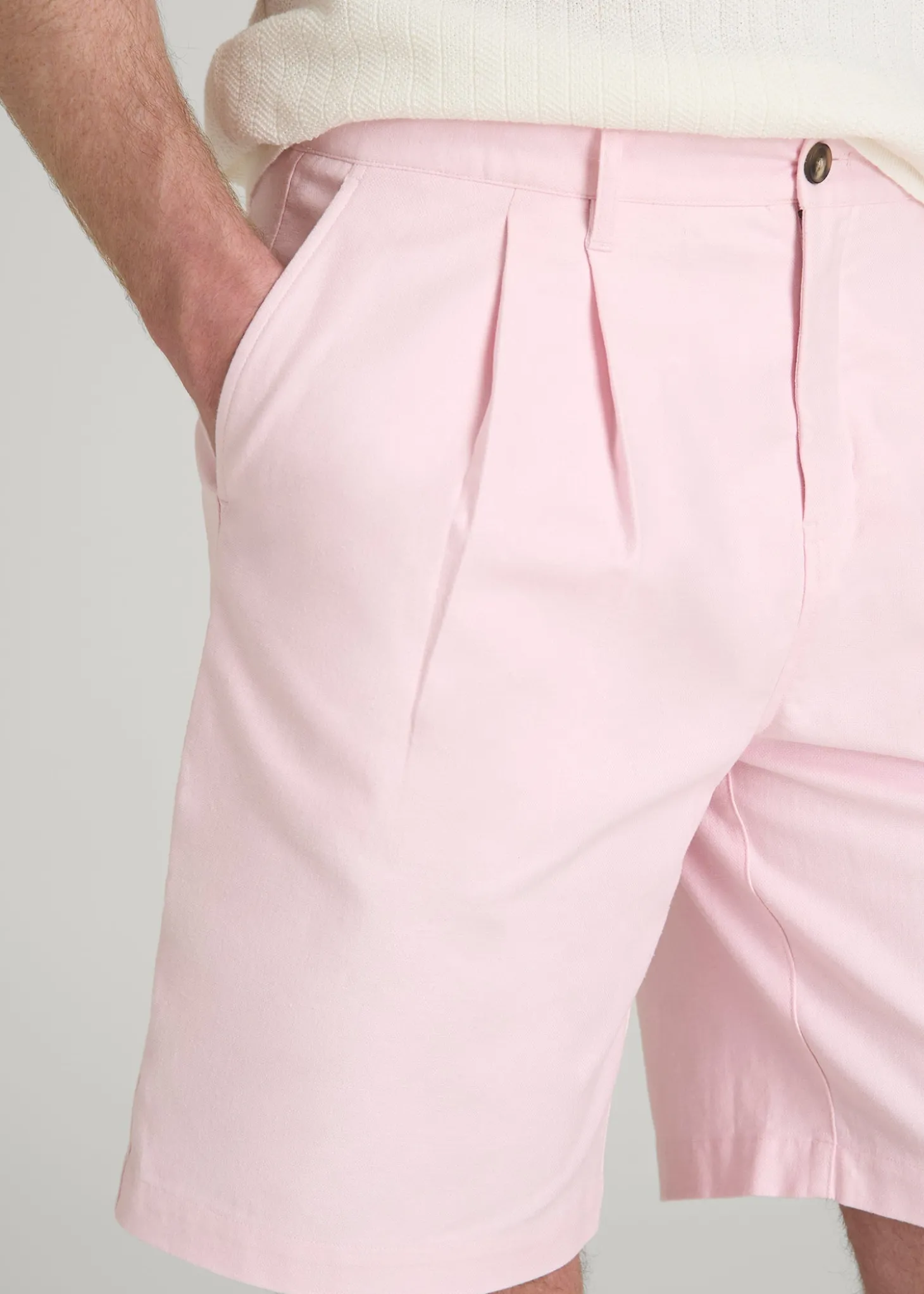 Stretch Cotton Linen Blend Shorts for Tall Men