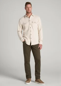 Stretch Flannel Button Shirt for Tall Men