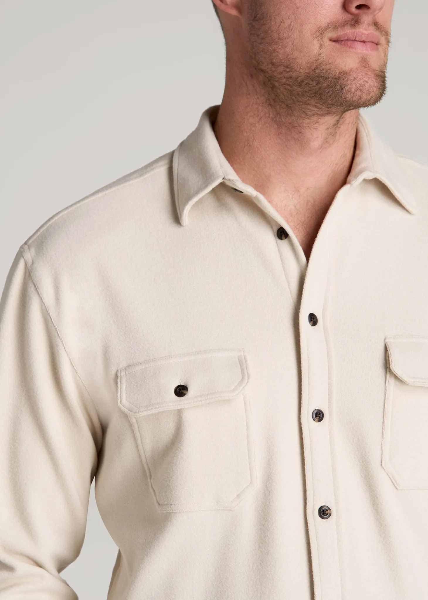 Stretch Flannel Button Shirt for Tall Men