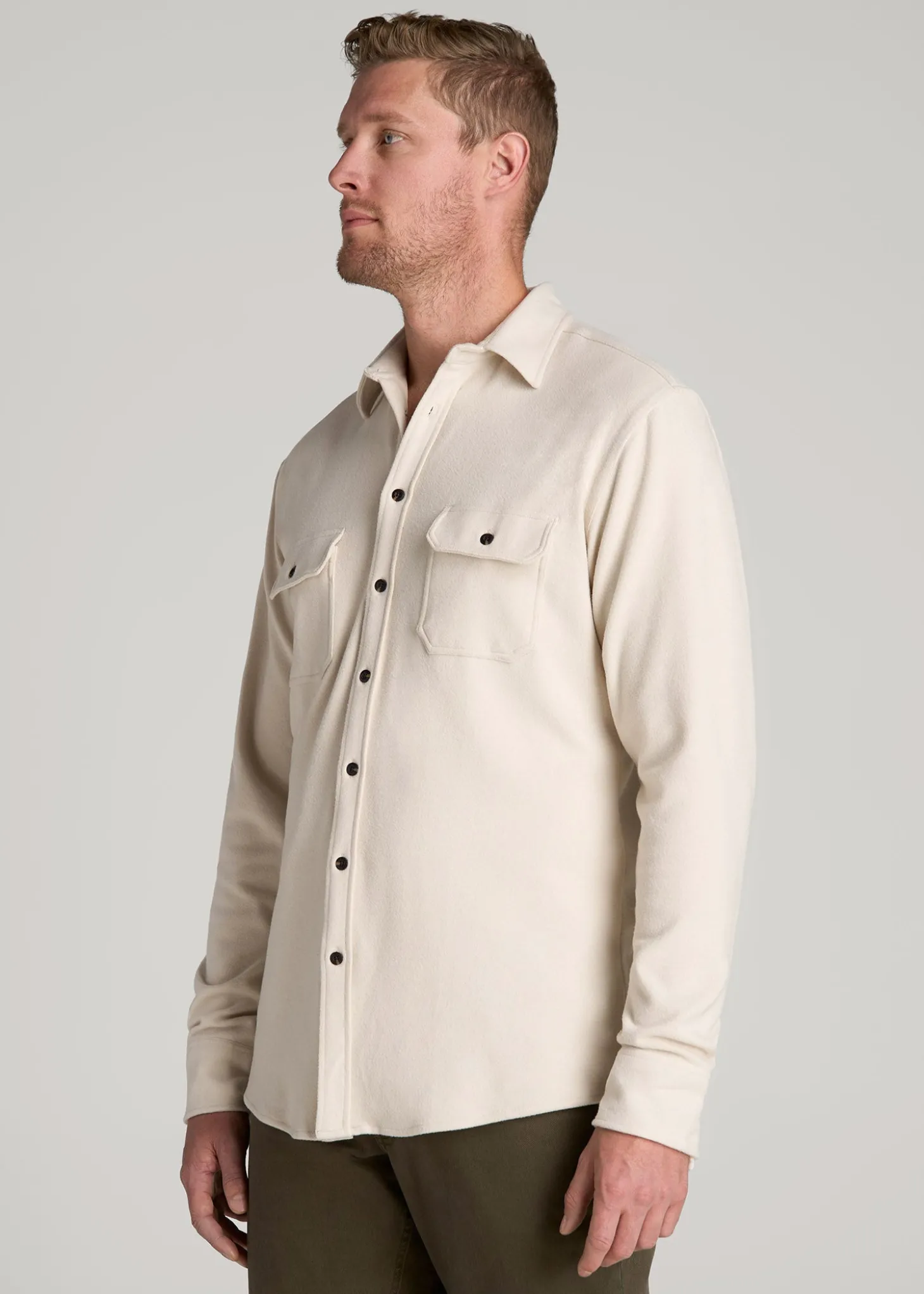 Stretch Flannel Button Shirt for Tall Men