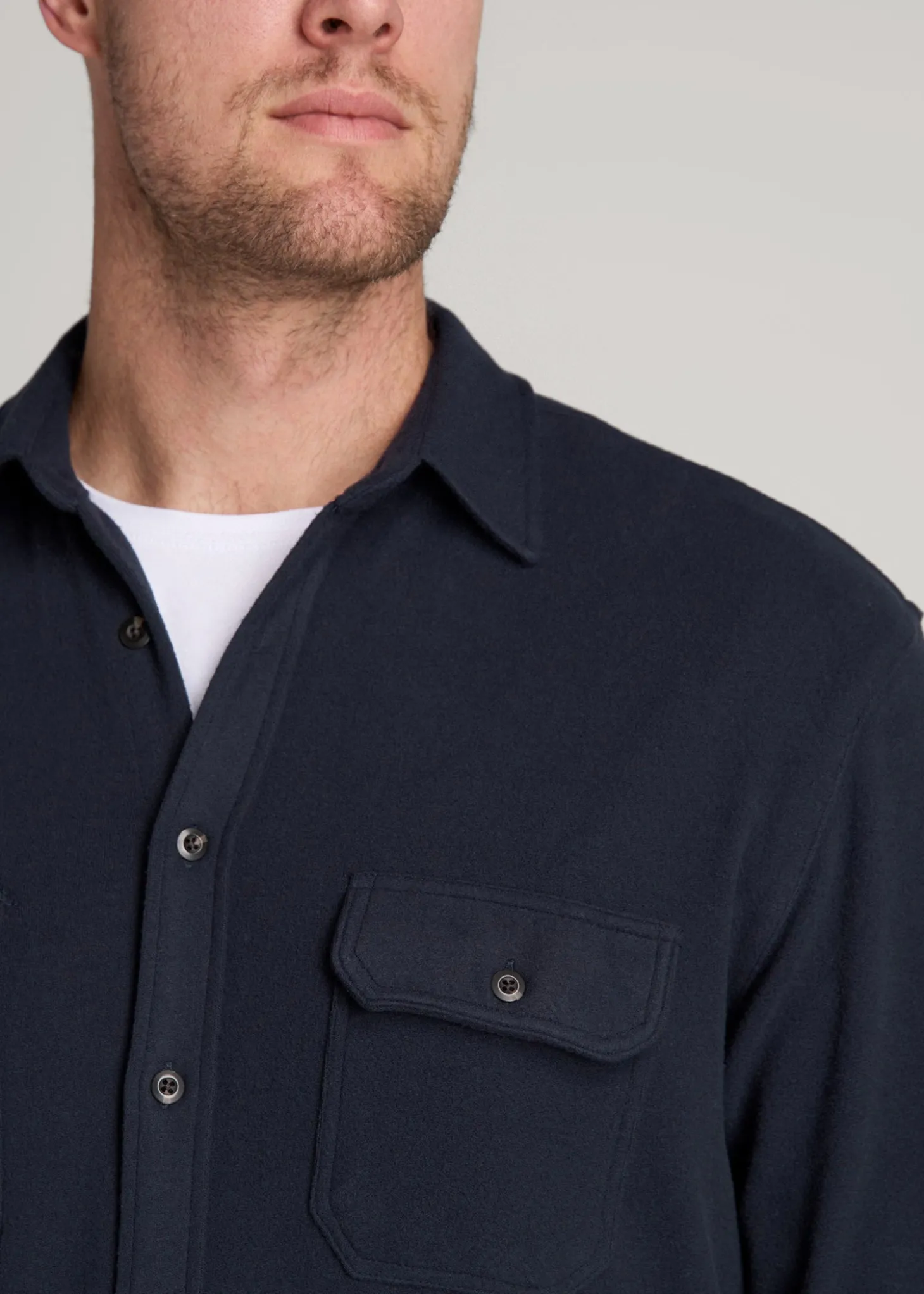 Stretch Flannel Button Shirt for Tall Men