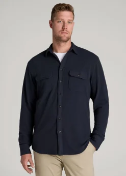 Stretch Flannel Button Shirt for Tall Men