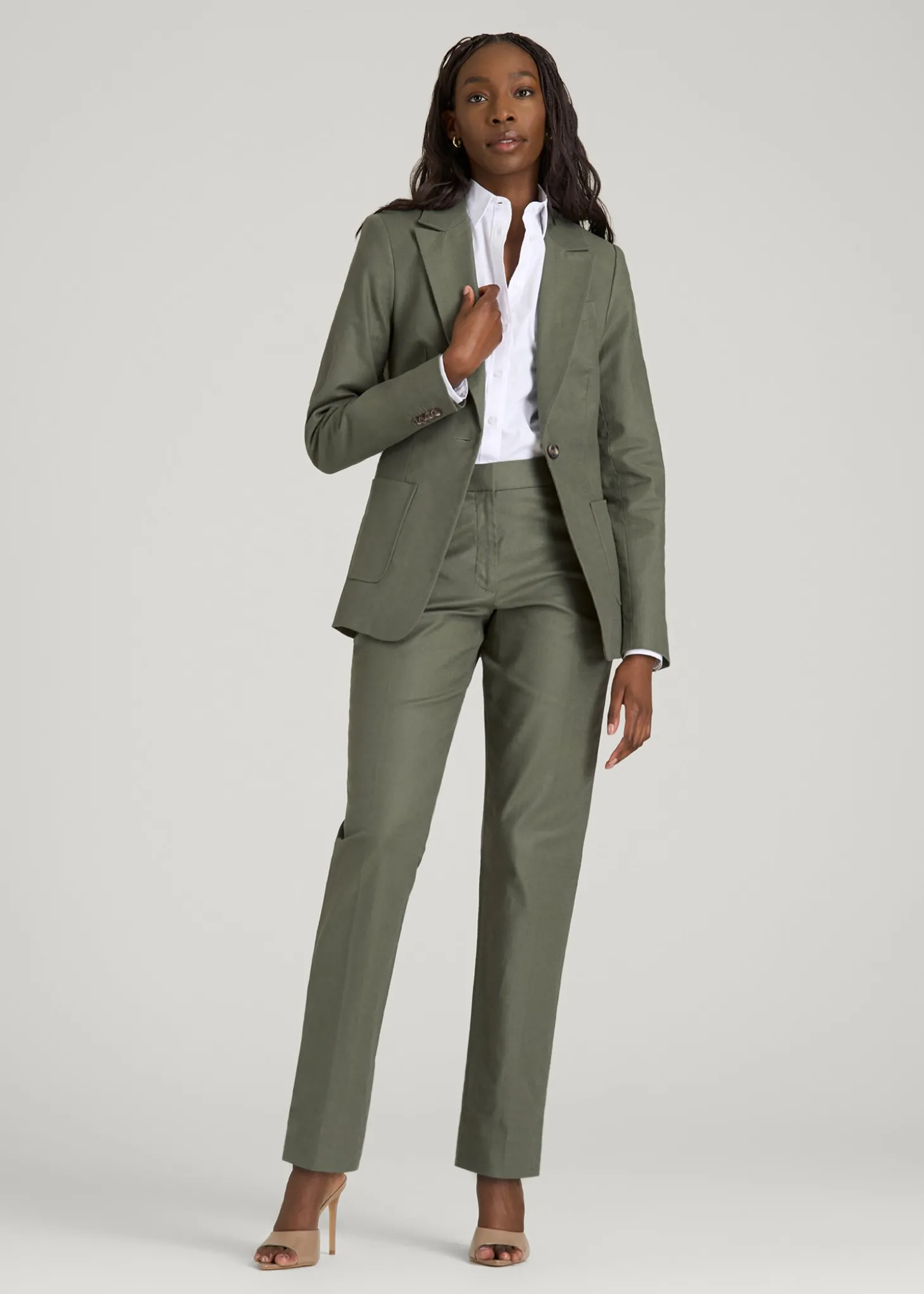 Stretch Linen Blend Dress Pants for Tall Women