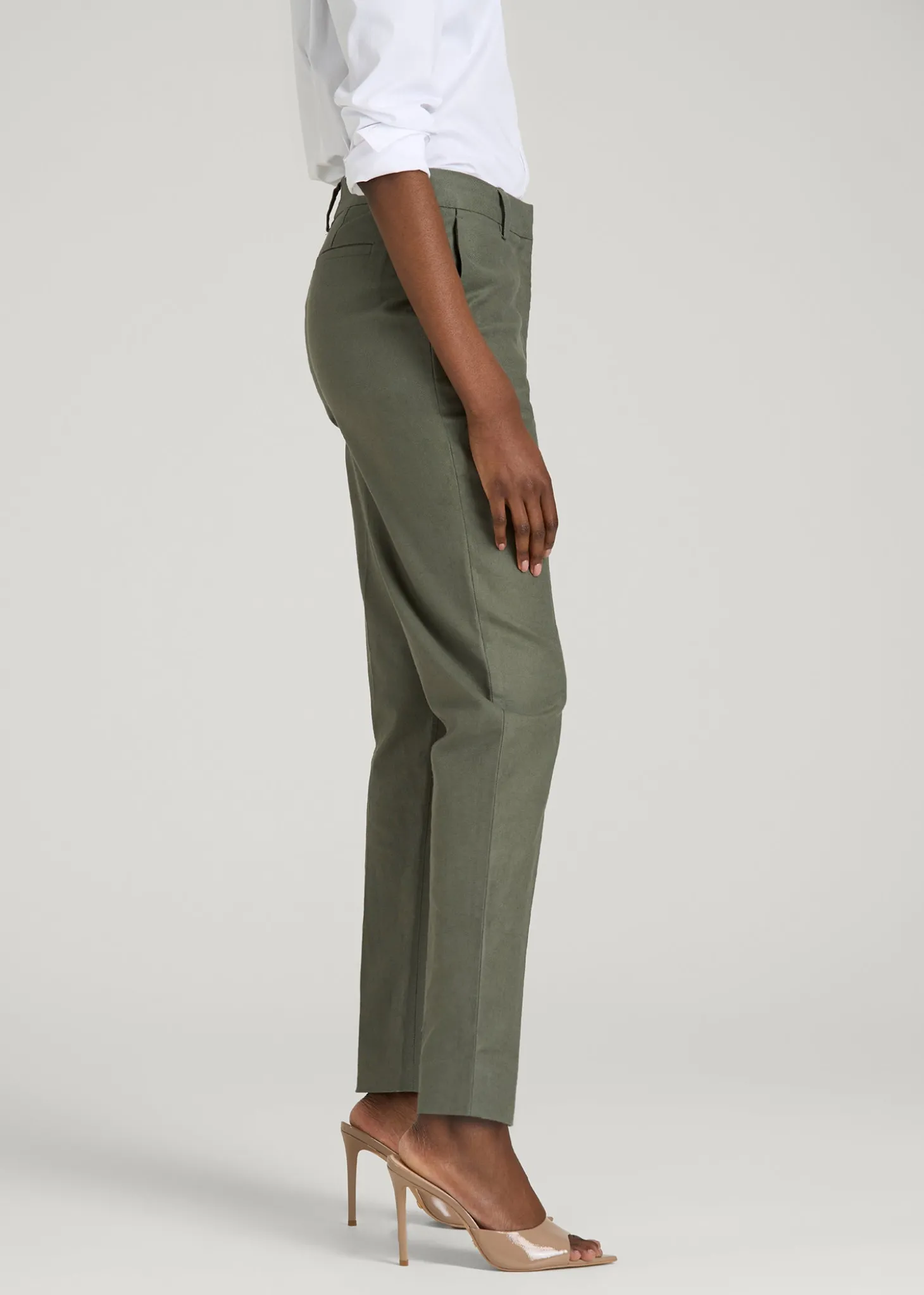 Stretch Linen Blend Dress Pants for Tall Women