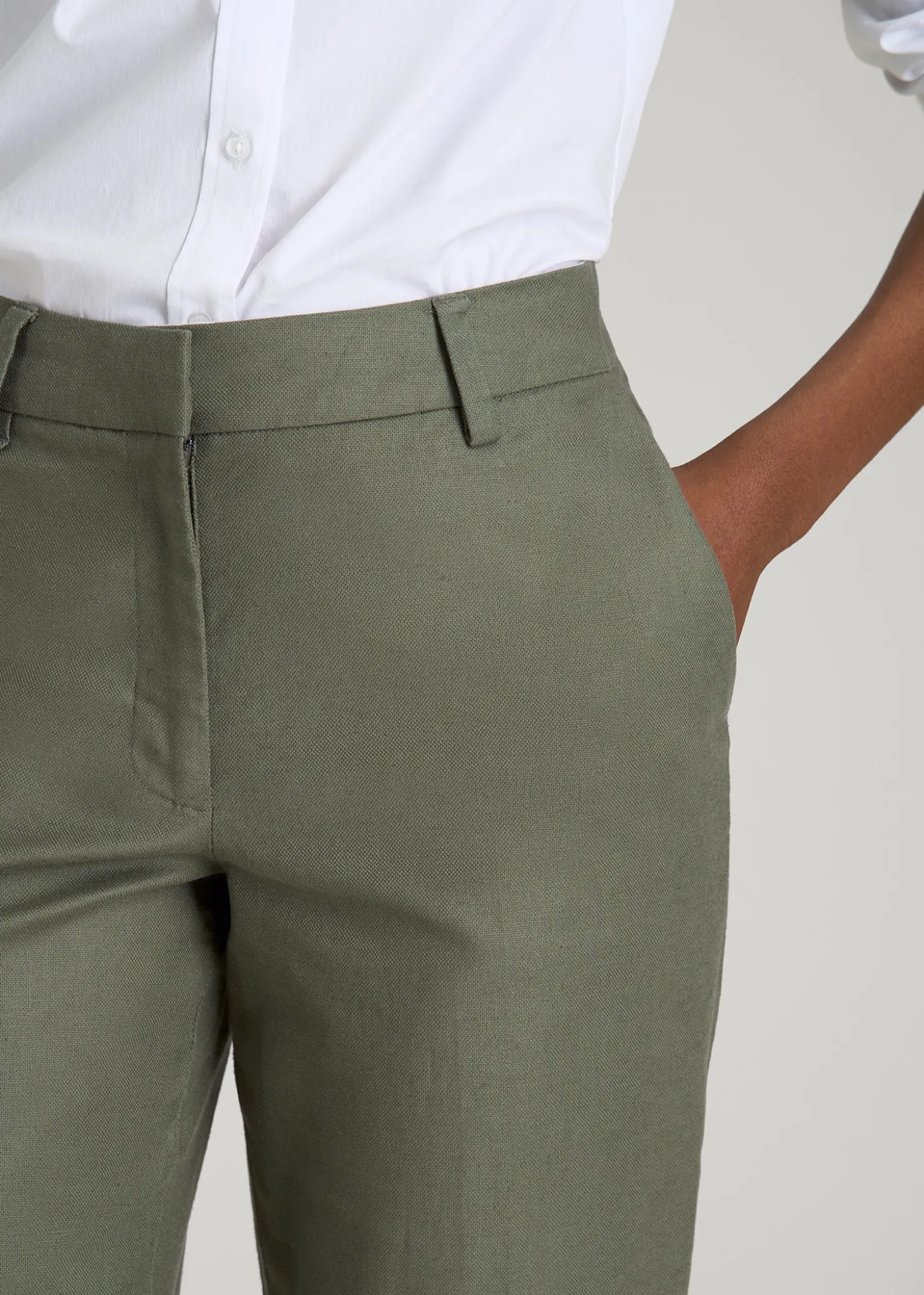 Stretch Linen Blend Dress Pants for Tall Women