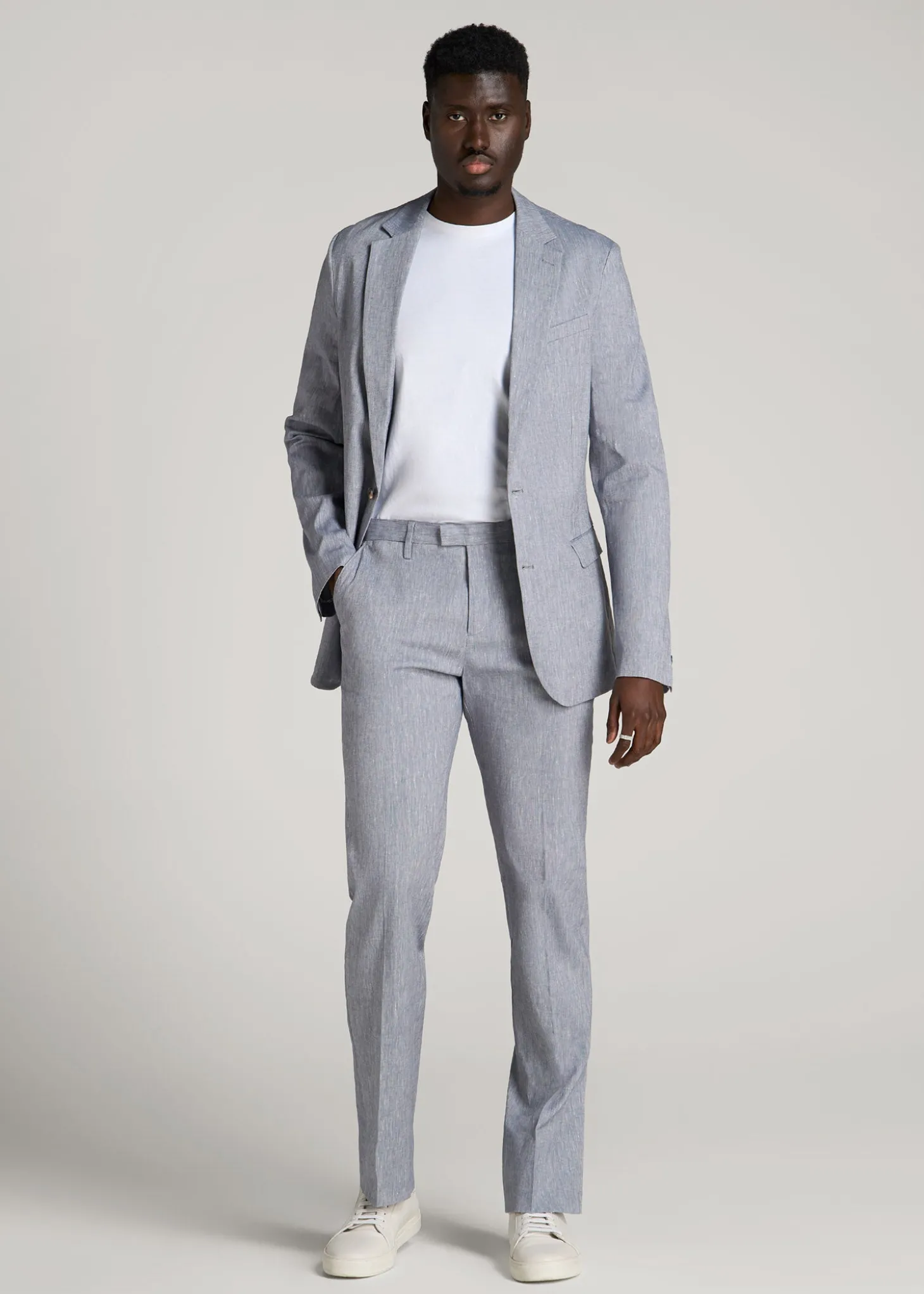 Stretch Linen Dress Pants for Tall Men
