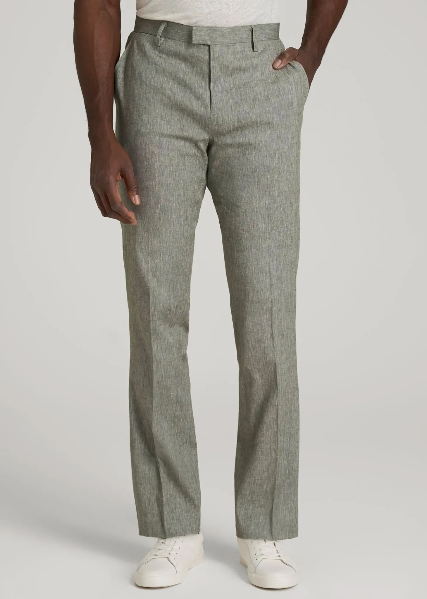 Stretch Linen Dress Pants for Tall Men