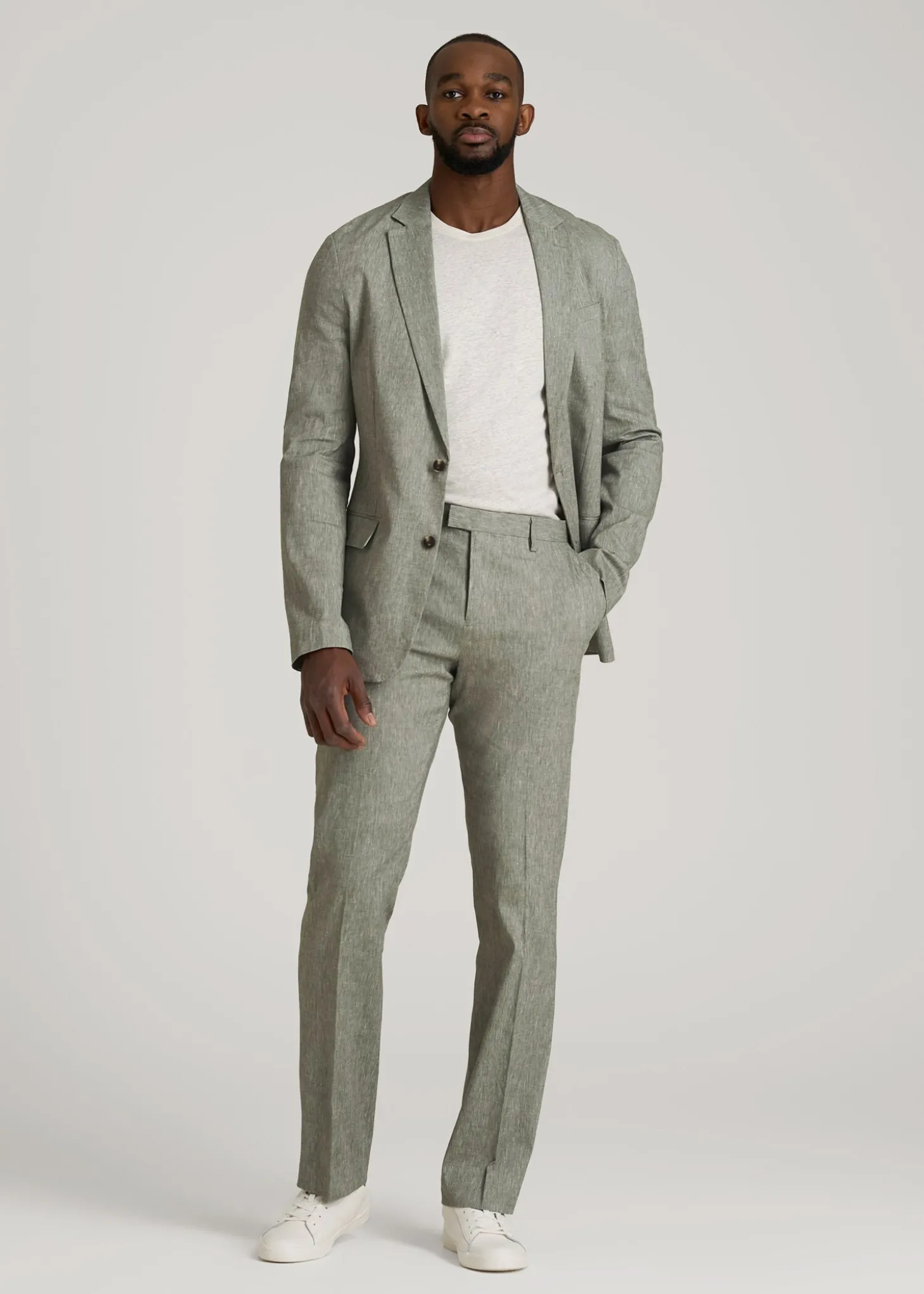 Stretch Linen Dress Pants for Tall Men