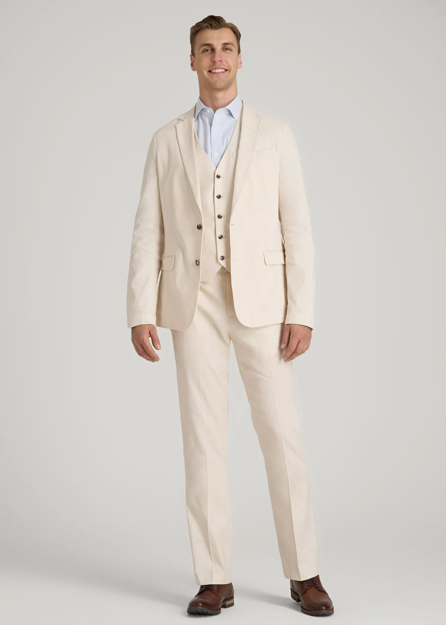 Stretch Linen Suit Vest for Tall Men