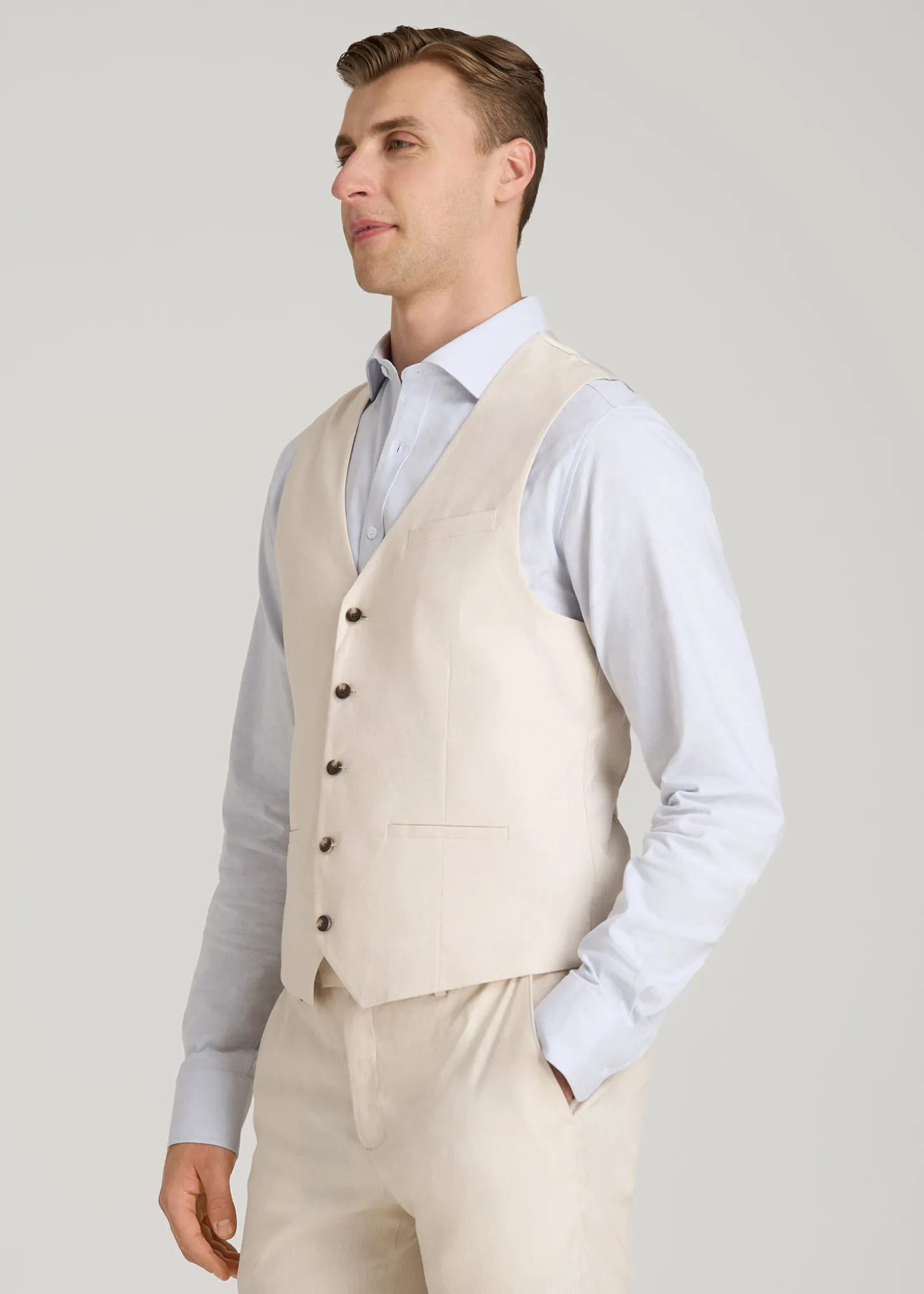 Stretch Linen Suit Vest for Tall Men