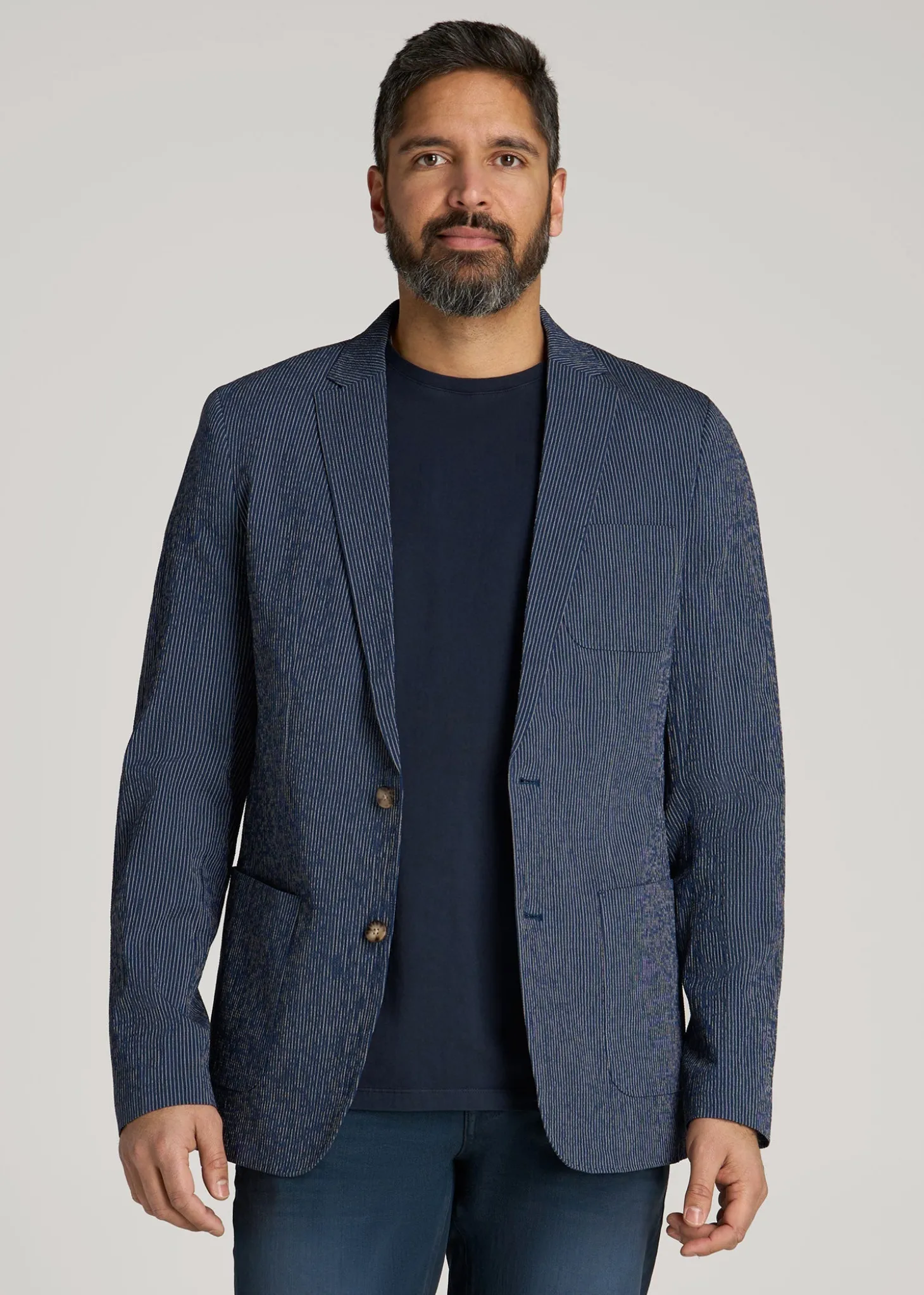 Stretch Seersucker Blazer for Tall Men