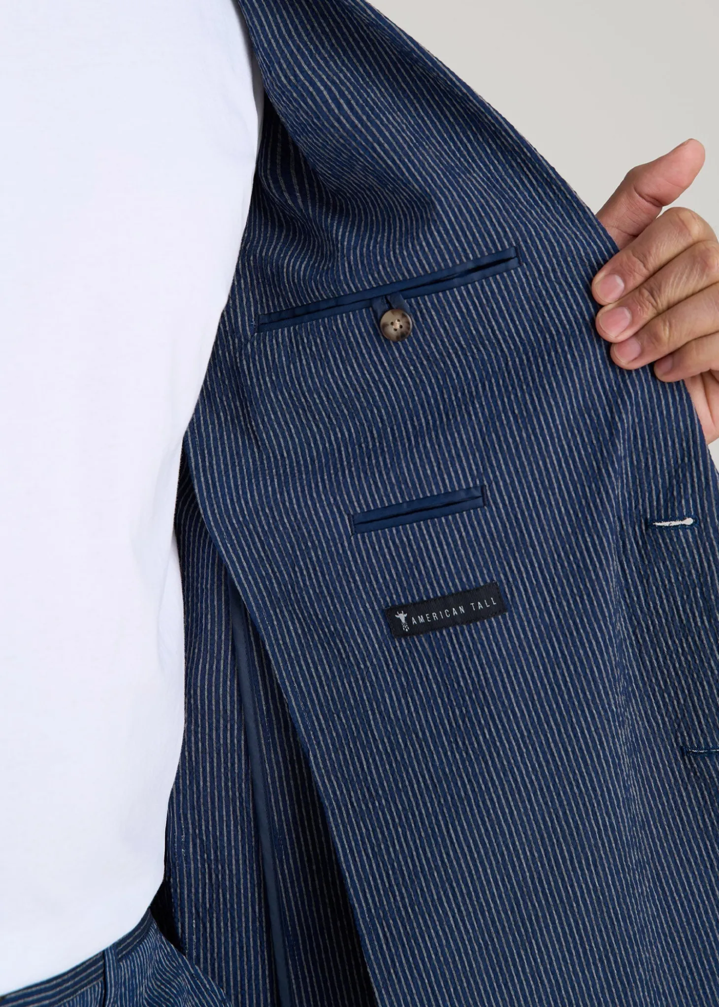 Stretch Seersucker Blazer for Tall Men