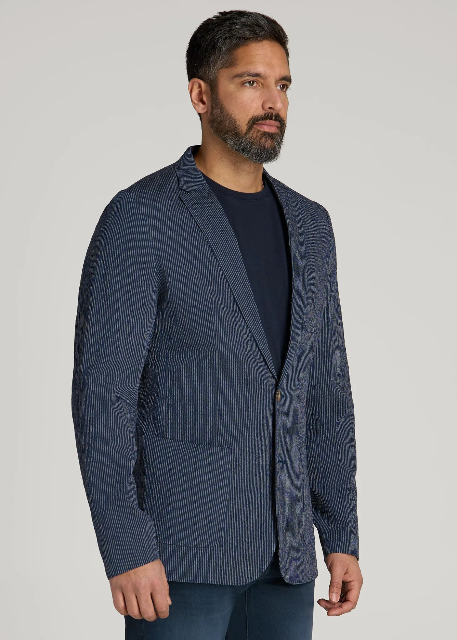 Stretch Seersucker Blazer for Tall Men
