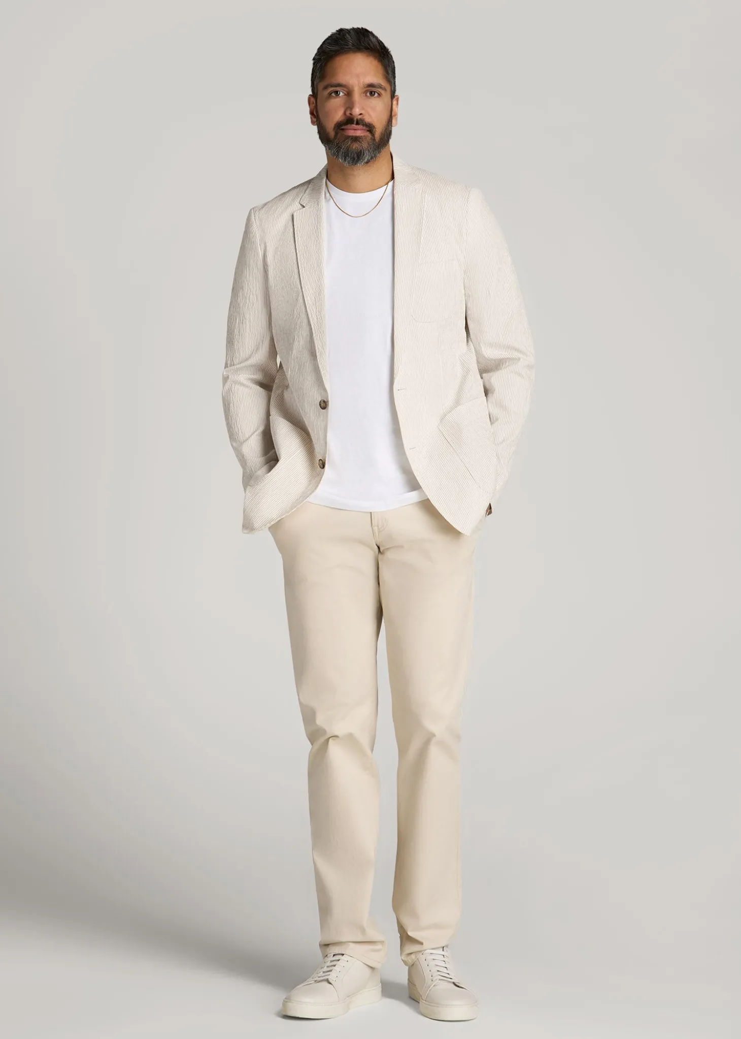 Stretch Seersucker Blazer for Tall Men