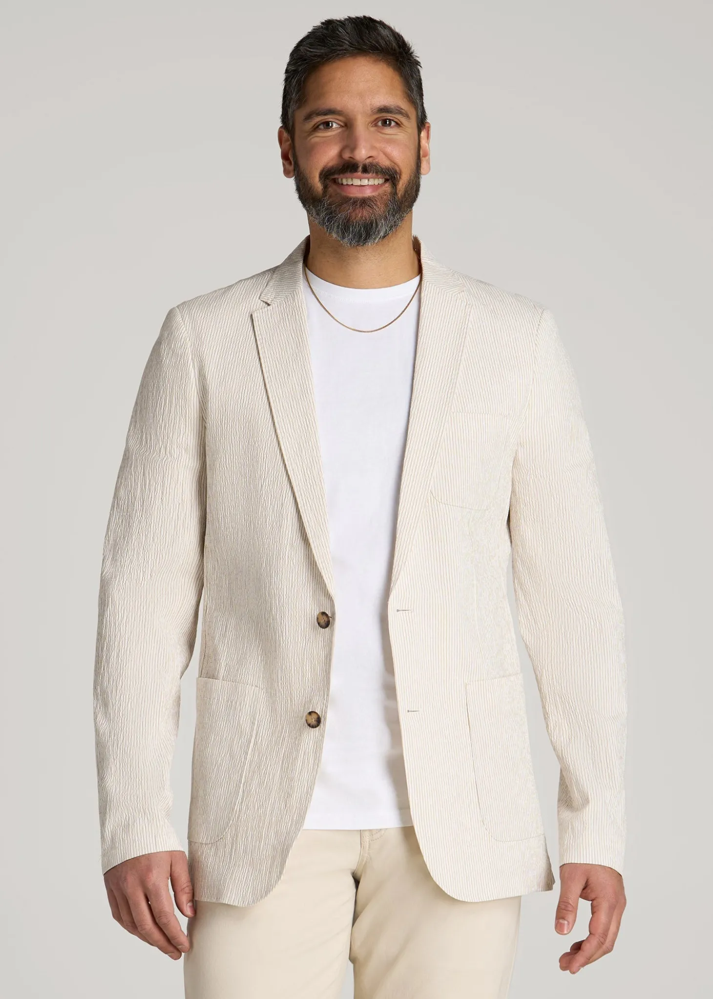 Stretch Seersucker Blazer for Tall Men